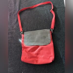 Coral Black Striped Women's Shoulder Bag